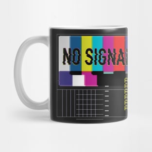 Vintage broken TV signal glitch and  caption "No signal vaperwave" Mug